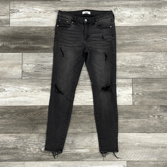 Just Black Denim - Just Black Distressed Skinny Jeans with Ankle Zipper. Size 27